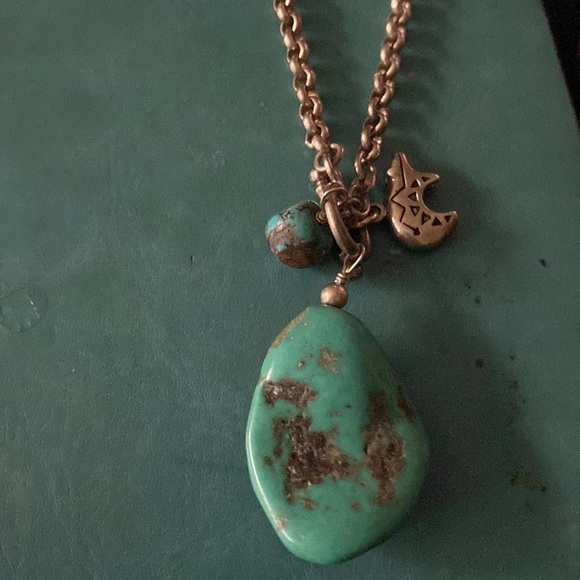 Green turquoise pendant with ball & bear  necklace with-chain 925 Silver - Picture 2 of 8